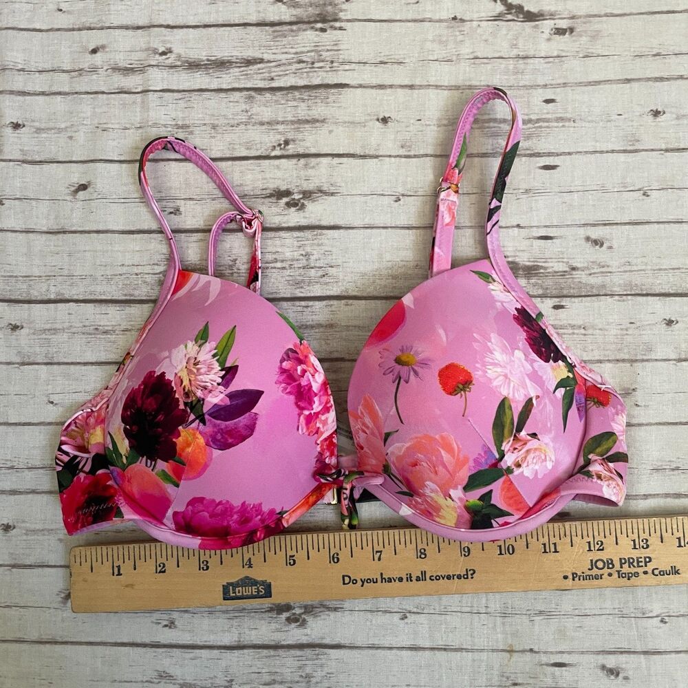 Victorias Secret Floral Bikini Swimsuit Set Padded Top 34D High Waisted Bottom L - Picture 4 of 11
